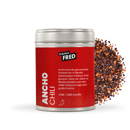 Ancho Chili Dose mit geschrotetem dunkelrotem Ancho-Chili
