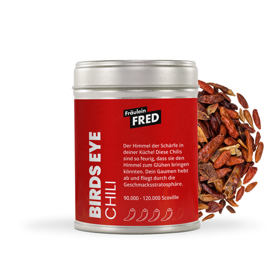 Birds Eye Chili Dose mit ganzen getrockneten roten Chilis
