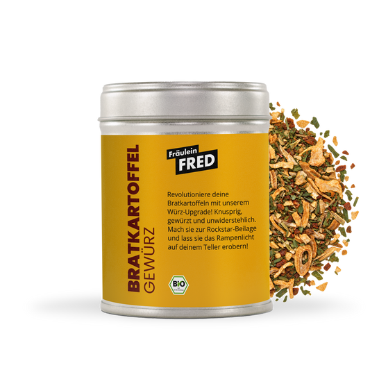 Bratkartoffel Gewürz Bio – Dose mit grober Mischung aus Röstzwiebeln, Paprika und Kräutern