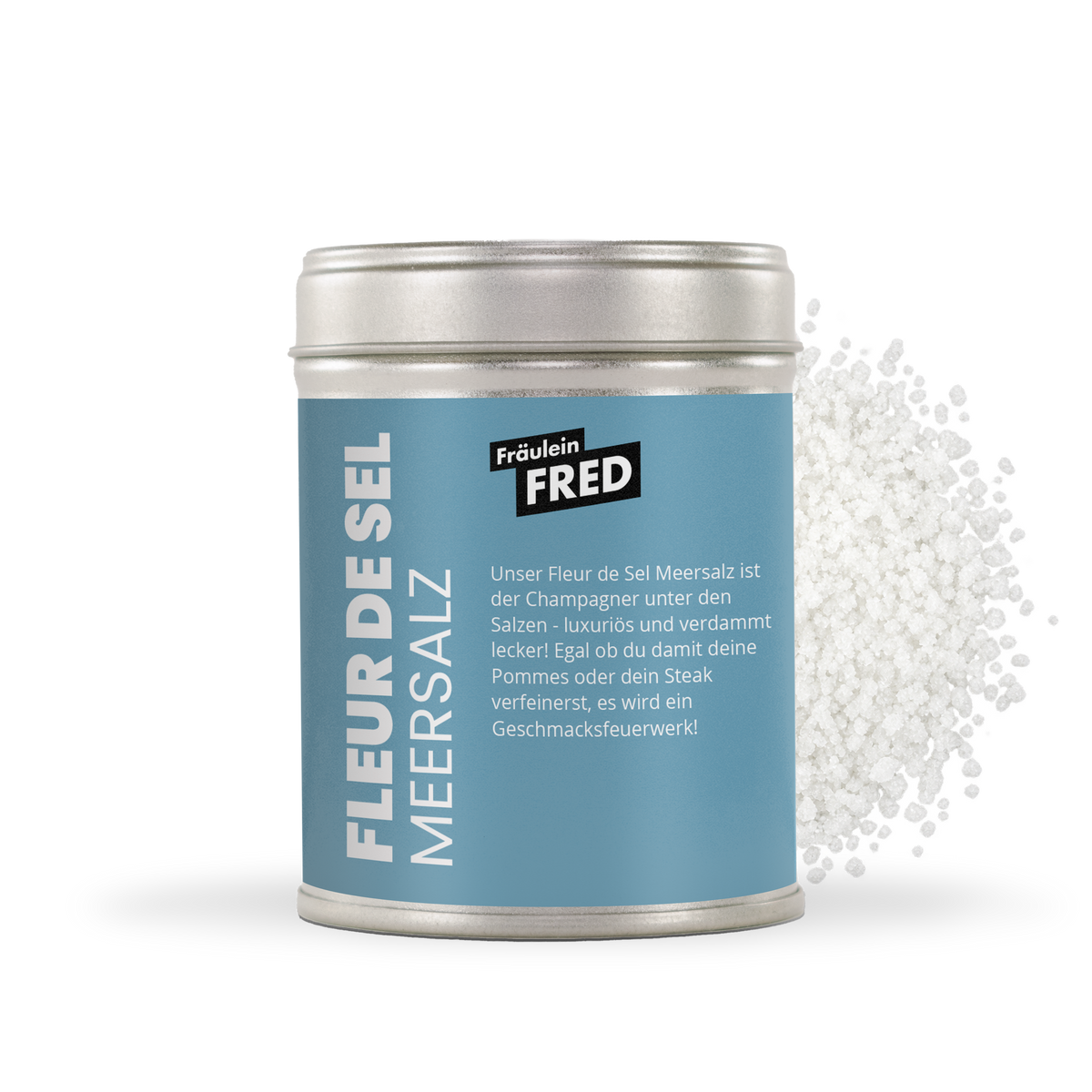 Fleur de Sel Meersalz Dose mit weißen Salzflocken