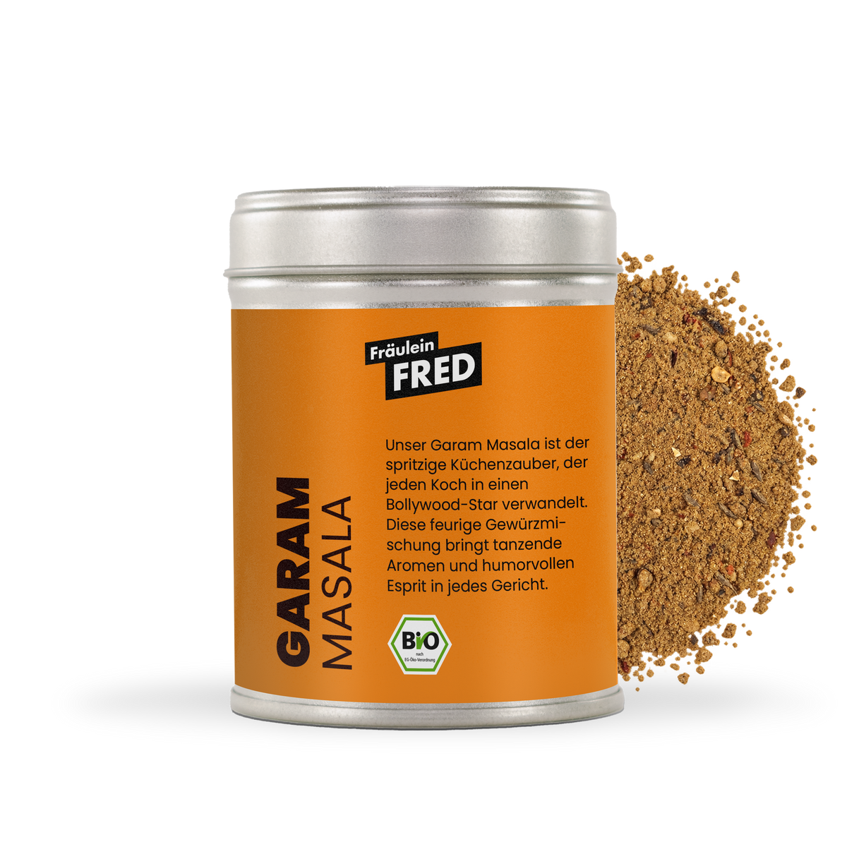 Garam Masala Dose mit fein gemahlener goldbrauner Gewürzmischung