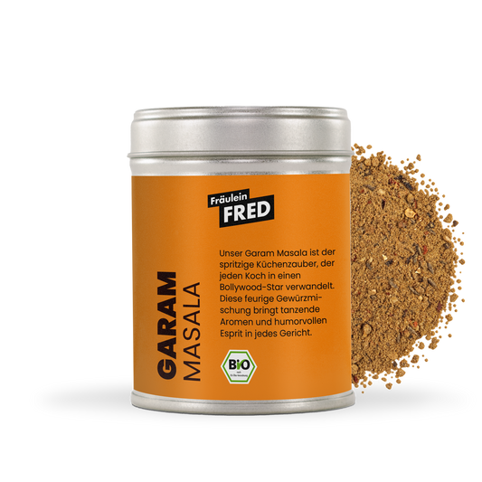 Garam Masala Dose mit fein gemahlener goldbrauner Gewürzmischung
