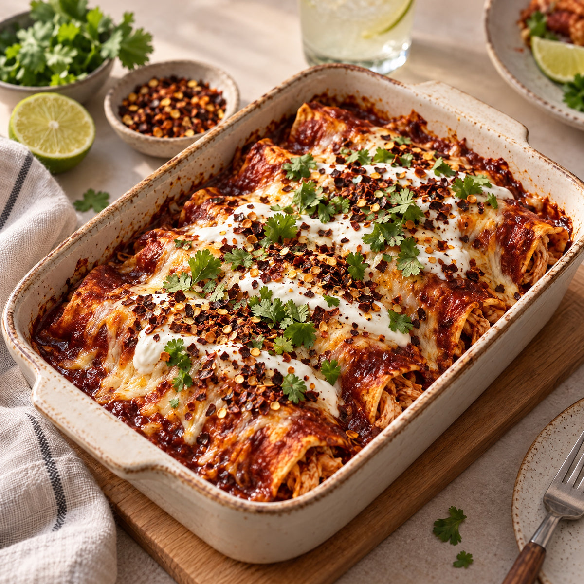Enchiladas mit roter Guajillo-Sauce