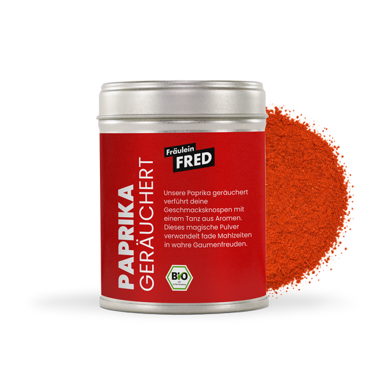 Paprika geräuchert Dose mit fein gemahlenem rotem Räucherpaprika
