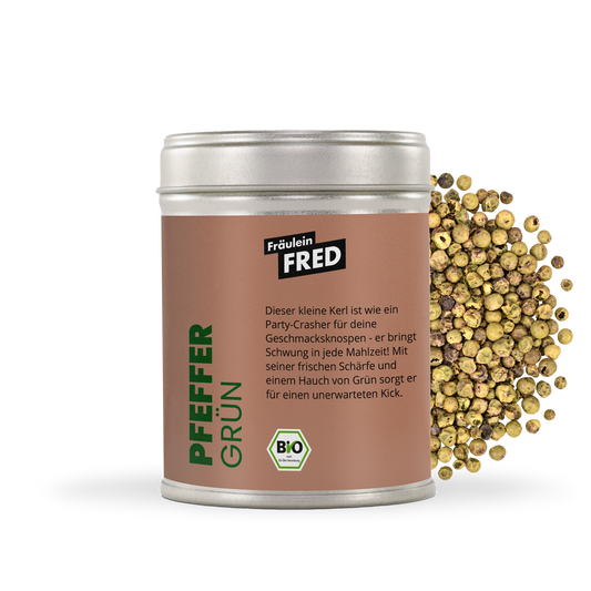 Pfeffer grün Dose mit ganzen grünen Pfefferkörnern