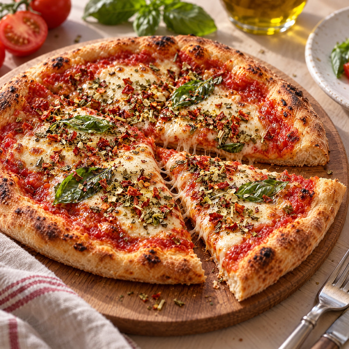 Pizza Margherita mit Pizza & Pasta Gewürz – Serviervorschlag