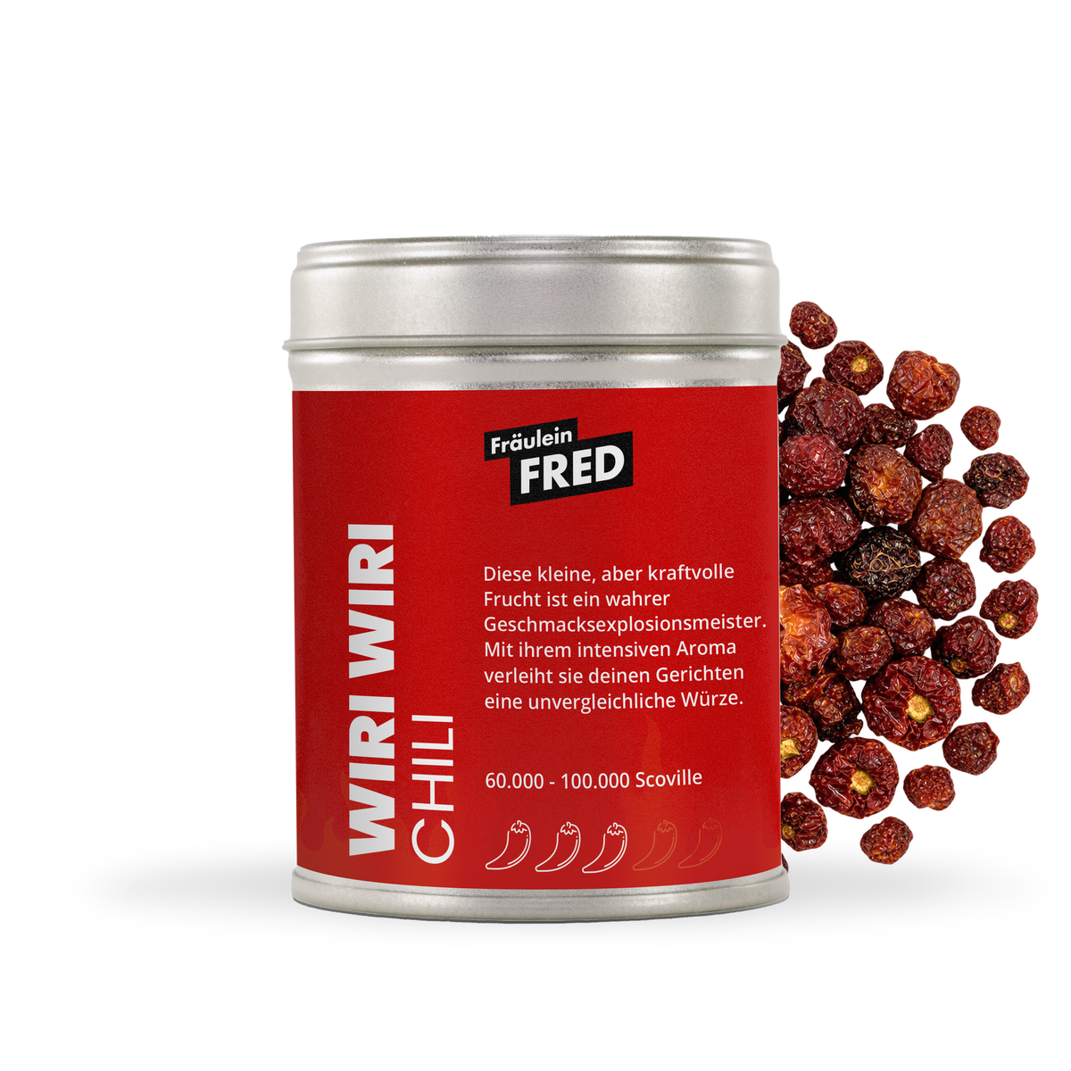 Wiri Wiri Chili Dose mit ganzen getrockneten Kirschchilis