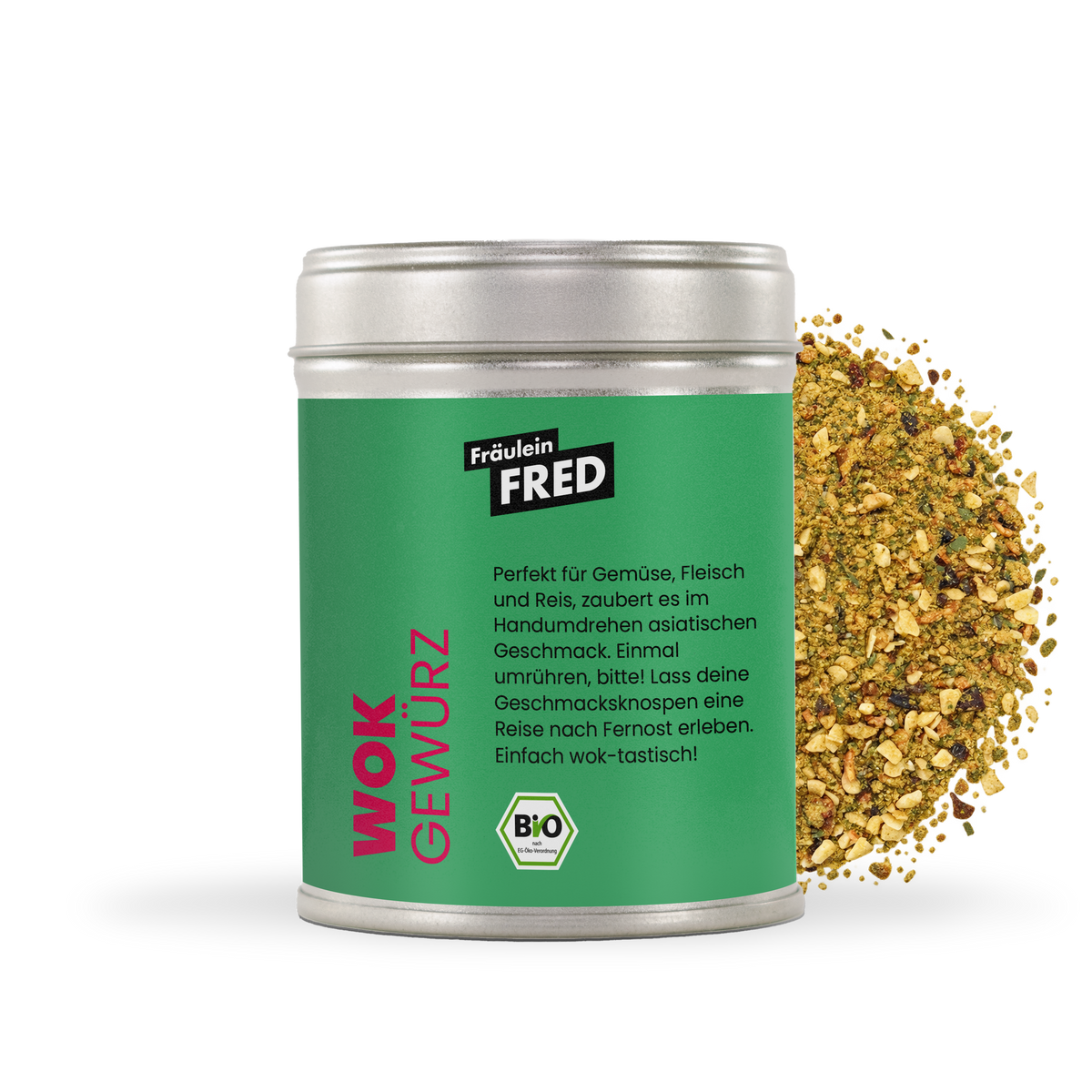 Wok Gewürz Bio – Dose mit asiatischer Mischung aus Knoblauch, Ingwer, Chili, Kurkuma und Lemon Myrtle